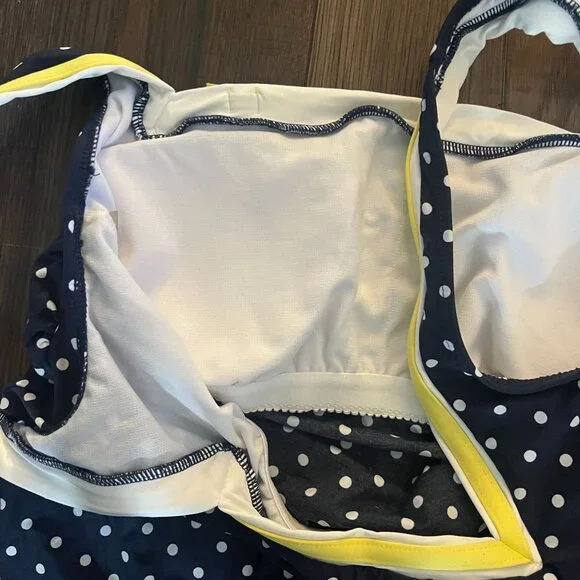 Beach House Women's Built in Padded Bra Tankini Top Blue Polka Dot Size 10 - Picture 5 of 5
